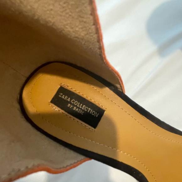 ZARA Collection by Basic black, tan and orange suede open toed heels 6.5 - Picture 3 of 5